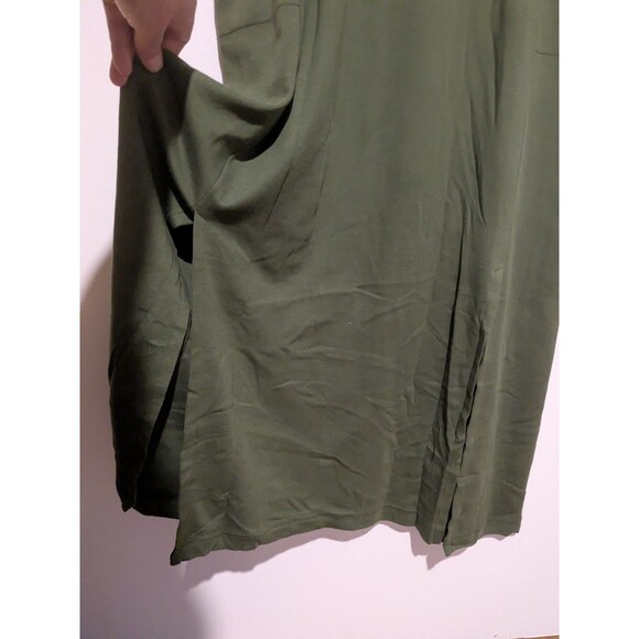 NWT Peruvian Connection L Pima Cotton Tank Dress Jumper Maxi Moss Green Pockets - Picture 3 of 5